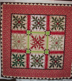    Ribbon Winner 16 E 04 Marjorie Hall - Christmas Cactus - 3rd Place Large Traditional Applique/Mixed Commercially Quilted